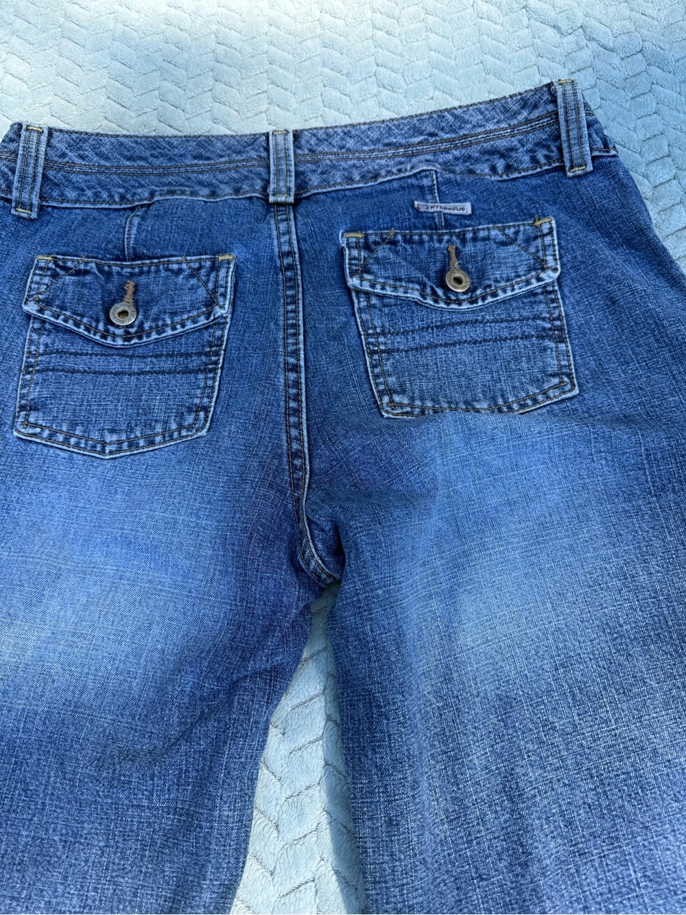 Vintage Y2K Hydraulic Jeans 100% Cotton Rigid Denim Blue Size 10 Wide Flare - Picture 5 of 14
